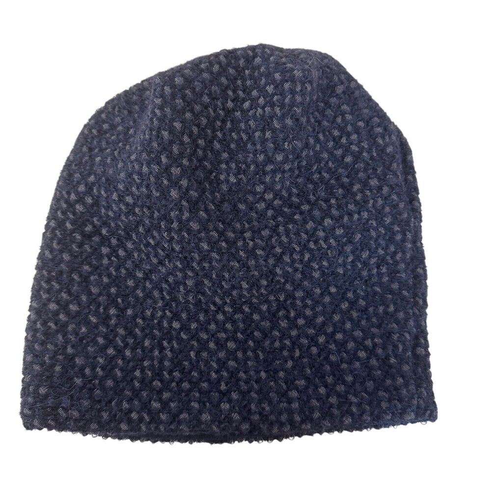 Mel En Stel Unisex Beanie Wool Textured Slouchy Modern Lux Lined Black Small EUC